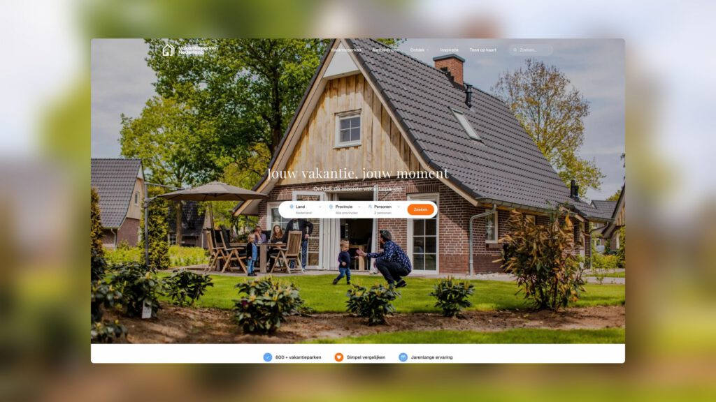 Honderden vakantieparken op één gedeelde basis.